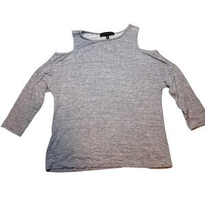 Jasmine & Juliana Gray Cold Shoulder Knit Top Women’s S Casual